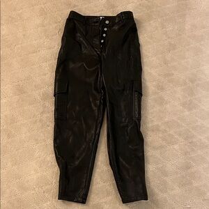Black Cargo Leather Pants